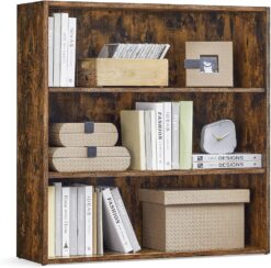 VASAGLE Bookshelf, 31.5 Inches Wide, 3-Tier Open Bookcase with Adjustable Storage Shelves, Floor Standing Unit, Rustic Brown ULBC173X01