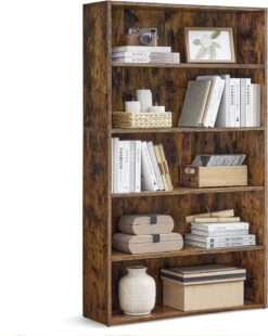 VASAGLE Bookshelf, 31.5 Inches Wide, 5-Tier Open Bookcase with Adjustable Storage Shelves, Floor Standing Unit, Rustic Brown ULBC175X01