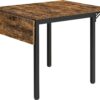 VASAGLE Folding Dining Table, Drop Leaf Extendable, for Small Spaces, Seats 2-4 People, Industrial, 33.3 x 30.7 x 30 Inches,Brown