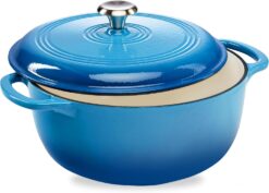 Best Choice Products 6 Quart Enamel Cast-Iron Round Dutch Oven, Family Style Heavy-Duty Pre-Seasoned Cookware for Home, Kitchen, Dining Room, Oven Safe w/Lid, Dual Handles - Blue