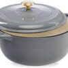 Best Choice Products 6 Quart Enamel Cast-Iron Round Dutch Oven, Family Style Heavy-Duty Pre-Seasoned Cookware for Home, Kitchen, Dining Room, Oven Safe w/Lid, Dual Handles - Graphite Gray