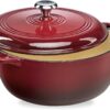 Best Choice Products 6 Quart Enamel Cast-Iron Round Dutch Oven, Family Style Heavy-Duty Pre-Seasoned Cookware for Home, Kitchen, Dining Room, Oven Safe w/Lid, Dual Handles - Red