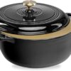 Best Choice Products 7.5 Quart Enamel Cast-Iron Round Dutch Oven, Family Style Heavy-Duty Pre-Seasoned Cookware for Home, Kitchen, Dining Room, Oven Safe w/Lid, Dual Handles - Black Licorice