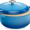 Best Choice Products 7.5 Quart Enamel Cast-Iron Round Dutch Oven, Family Style Heavy-Duty Pre-Seasoned Cookware for Home, Kitchen, Dining Room, Oven Safe w/Lid, Dual Handles - Blue