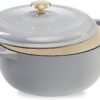 Best Choice Products 7.5 Quart Enamel Cast-Iron Round Dutch Oven, Family Style Heavy-Duty Pre-Seasoned Cookware for Home, Kitchen, Dining Room, Oven Safe w Lid, Dual Handles - French Gray