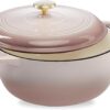 Best Choice Products 7.5 Quart Enamel Cast-Iron Round Dutch Oven, Family Style Heavy-Duty Pre-Seasoned Cookware for Home, Kitchen, Dining Room, Oven Safe w/Lid, Dual Handles - Mushroom Beige