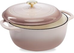 Best Choice Products 7.5 Quart Enamel Cast-Iron Round Dutch Oven, Family Style Heavy-Duty Pre-Seasoned Cookware for Home, Kitchen, Dining Room, Oven Safe w/Lid, Dual Handles - Mushroom Beige