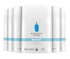 Blue Bottle Whole Bean Organic Coffee, Bright, Light Roast, 12 Ounce Bag (Pack of 6)