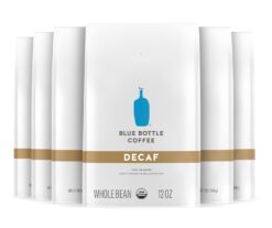 Blue Bottle Whole Bean Organic Coffee, Decaf, Medium Roast, 12 Ounce bag (Pack of 6)