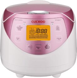 CUCKOO CR-0631F | 6-Cup (Uncooked) Micom Rice Cooker | 8 Menu Options: White Rice, Brown Rice & More, Nonstick Inner Pot, Made in Korea | White/Pink