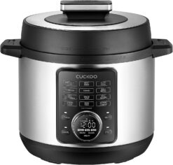 CUCKOO Pressure Cooker 10 Menu Options: Steamer, Slow Cook, Sauté, Porridge, & More, User-Friendly LED Display, Stainless Steel Inner Pot, 24 Cup / 6 Qt. (Uncooked) CMC-ZSN601F Black