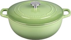 Cast Iron Dutch Oven Round Pot with Lid for Bread Baking, Enameled Bread Ovens, 3.5 Quart, Pistachio Green
