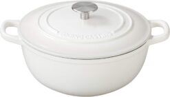 EDGING CASTING Cast Iron Dutch Ovens With Lid Dual Handle Enameled Dutch Oven, 3.5 Quart, White