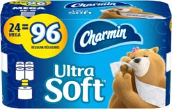 Charmin Ultra Soft, 24 Mega Rolls Toilet Paper, 2-Ply Paper, Soft & Absorbent, Bath Tissue