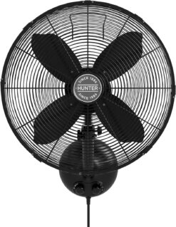 Classic 16 in. 3 Speed Wall Fan in Matte Black with Oscillation and Adjustable Head
