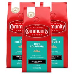 Community Coffee 100% Colombia 36 Ounce, Medium Dark Roast Ground Coffee, 12 Ounce Bag (Pack of 3)