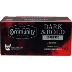Community Coffee Dark & Bold Espresso Roast Coffee Pods, Compatible with Keurig 2.0 K-Cup Brewers, 80 count (Pack of 1)