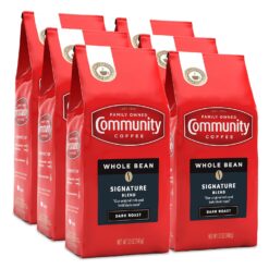 Community Coffee Signature Blend Dark Roast 72 Ounce, Premium Whole Bean Signature Blend, 12 Ounce Bag (Pack of 6)