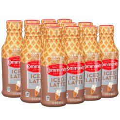 Community Coffee Vanilla Waffle Cone Iced Latte Ready To Drink, 13.7 Ounce Bottle (Pack of 12)