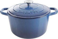 Crock-Pot Artisan Round Enameled Cast Iron Dutch Oven, 5-Quart, Blue