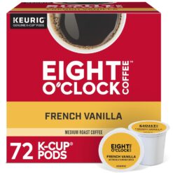 Eight O'Clock Coffee French Vanilla, Keurig Single Serve K-Cup Pods, Light Roast, 72 Count (6 Packs of 12)