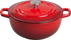 Enameled Cast Iron Dutch Ovens Pot For Bread Baking 3.5 Quarts, Red