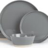 Famiware Saturn Dinnerware Sets, 12 Piece Dish Set, Plates and Bowls Sets for 4, Dark Gray