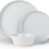 Famiware Saturn Dinnerware Sets, 12 Piece Dish Set, Plates and Bowls Sets for 4, Light Gray