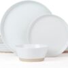 Famiware Saturn Dinnerware Sets, 12 Piece Dish Set, Plates and Bowls Sets for 4, White
