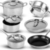 Granitestone 10 Pc Kitchen Pots and Pans Set Non Stick, Stainless Steel Cookware Set, Non Stick Pots and Pan Set, Kitchen Cookware Set, Pot and Pan Set, Dishwasher Safe