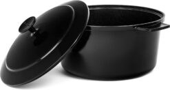 Granitestone Lightweight 6.5 Qt Dutch Oven Pot with Lid, Nonstick Dutch Oven Set, 10 in 1 Enamel Stock Pot/Cooking Pot & Dutch Oven for Sourdough Bread Baking, Dutch Ovens, Oven/Dishwasher Safe-Black
