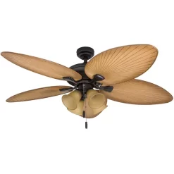 HONEYWELL CEILING FANS 50506-40 Palm Valley, 52 in. Indoor/Outdoor Ceiling Fan with Four Lights, Bronze Tropical