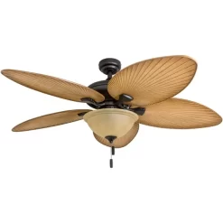 HONEYWELL CEILING FANS 50507-40 Palm Valley, 52 in. Indoor/Outdoor Ceiling Fan with Bowl Light, Bronze Tropical
