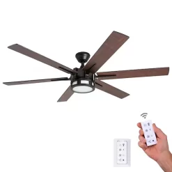 HONEYWELL CEILING FANS 51036-40 Kaliza, 56 in. Ceiling Fan with Light & Remote Control, Espresso