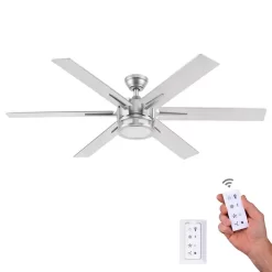 HONEYWELL CEILING FANS 51626-40 Kaliza, 56 in. Ceiling Fan with Light & Remote Control, Pewter