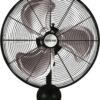 Hurricane 20 Inch Pro Series Metal Wall Mount Heavy Duty Hydroponics Fan with Rugged All Metal Construction for Residential and Industrial, Black