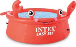 Intex 26100EH Happy Crab Easy Set 6ft x 20in Round Inflatable Ring Backyard Kids Toddler Kiddie Swimming Wading Pool, Red