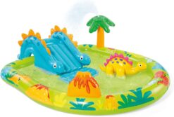 Intex 57166EP Little Dino Dinosaur Themed Inflatable Backyard Pool Play Center with Palm Tree Sprayer, Mini Slide, and Inflatable Dinosaur