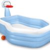 Intex 57183EP 101 Inch Swim Center Shootin' Hoops Inflatable Family Swimming Pool, Blue