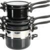 Kenmore Elite Grayson Stackable Platinum Nonstick Forged Aluminum Induction Cookware Set, 9-Piece, Black