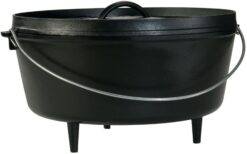 Lodge 10 Quart Pre-Seasoned Cast Iron Camp Dutch Oven with Lid - Dual Handles - Use in the Oven, on the Stove, on the Grill or over the Campfire - Black