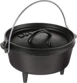Lodge 2 Quart Pre-Seasoned Cast Iron Camp Dutch Oven with Lid - Dual Handles - Use in the Oven, on the Stove, on the Grill or over the Campfire - Black