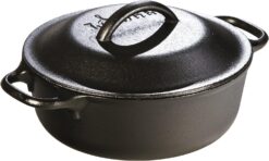 Lodge 2 Quart Pre-Seasoned Cast Iron Dutch Oven with Lid - Dual Handles - Use in the Oven, on the Stove, on the Grill or over the Campfire - Black