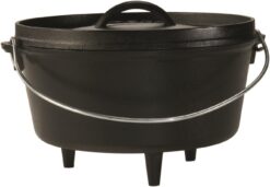 Lodge 5 Quart Pre-Seasoned Cast Iron Camp Dutch Oven with Lid - Dual Handles - Use in the Oven, on the Stove, on the Grill or over the Campfire - Black