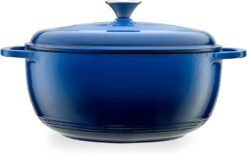 Mercer Culinary Enameled Cast Iron Round Dutch Oven, 6 qt., Navy Blue