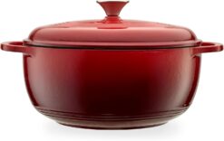 Mercer Culinary Enameled Cast Iron Round Dutch Oven, 6 qt., Red