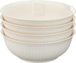 Mikasa Italian Countryside Stoneware Soup/Cereal Bowl, 7-Inch, Set of 4, 24 ounces,White