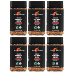 Mount Hagen 3.53oz Organic Freeze Dried Instant Coffee - 6 pack | Eco-friendly Coffee Made From Organic Medium Roast Arabica Beans | Fair-Trade Coffee Instant [6 x 3.53oz Jar]