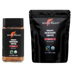 Mount Hagen Jar + Resealable Pouch Organic Freeze Dried Instant Coffee - Combo Pack | Eco-friendly, Fair-Trade Medium Roast Arabica Beans [3.53oz Jar + 7.05oz Resealable Pouch]