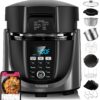 Nuwave Duet Air Fryer, Electric Pressure Cooker & Grill Combo, 540 IN 1 Multicooker with 3 Removable Lids that Slow Cook, Sears, Sautés, 18/10 SS Pot, Sure-Lock Safety Tech & 10 Deluxe Accessories